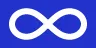 Infinity symbol in white on a blue background, embodying the strength and clarity you can trust, much like Security Glass Winnipeg's commitment to resilience.